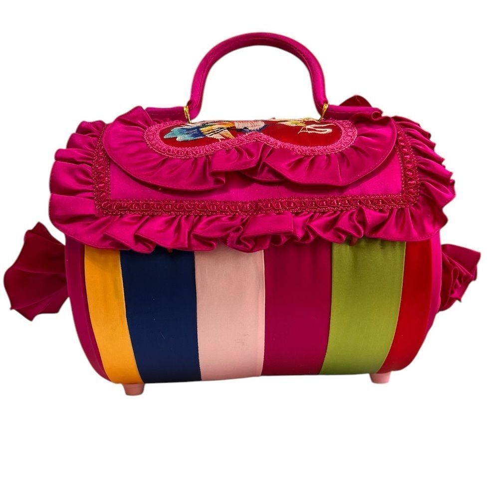 Vintage Colorful Striped Barrel Style Bag Mad In Korea